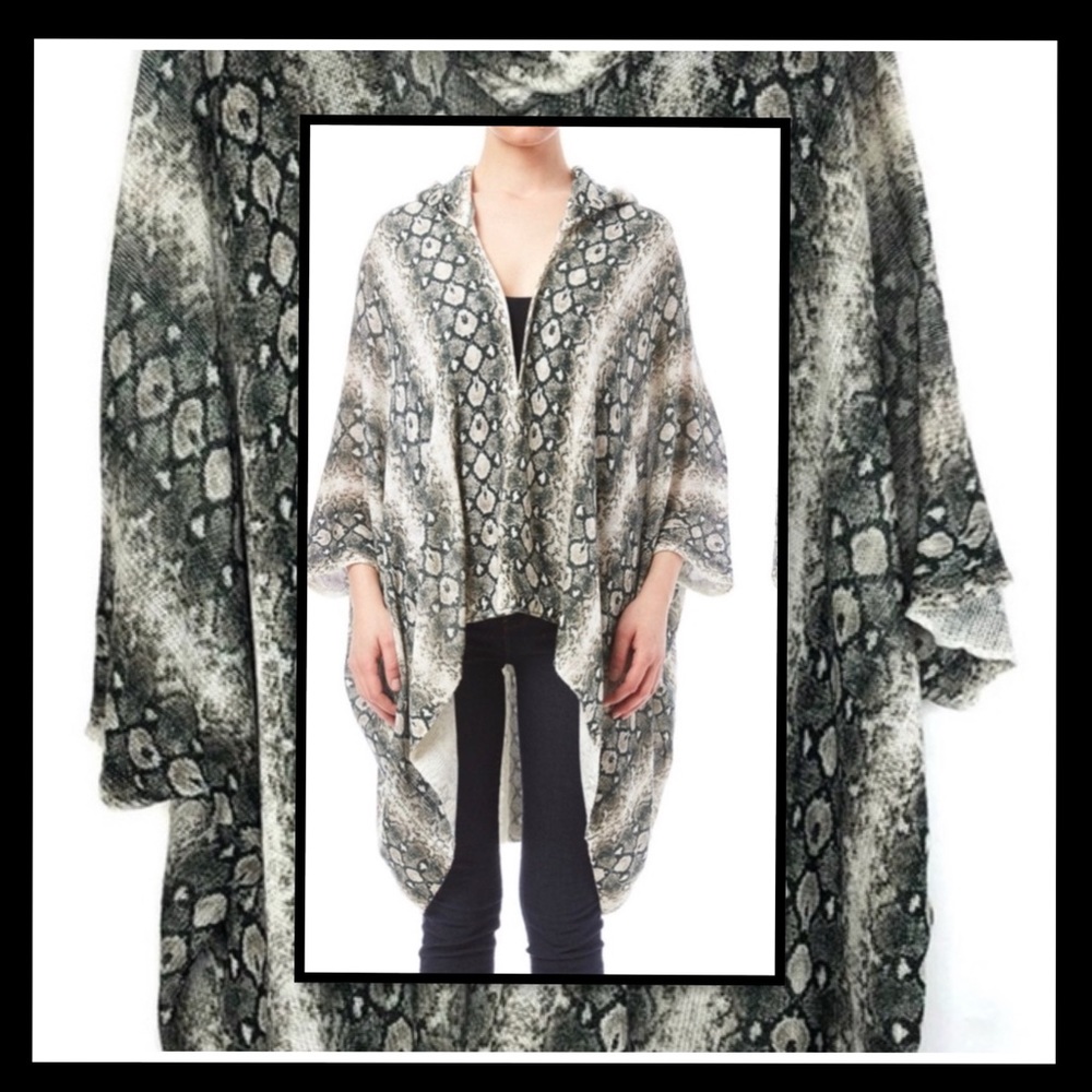 MUMU MELLOW PYTHON HOODED CARDIGAN M